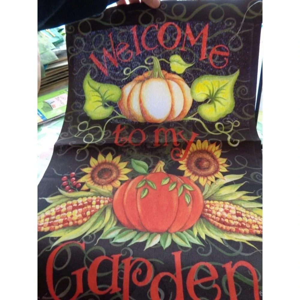 Small Yard Garden Flag Welcome to My Garden Pumpkins 12x18